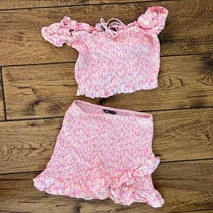 ZARA daisy flower skirt 2Pc set pink